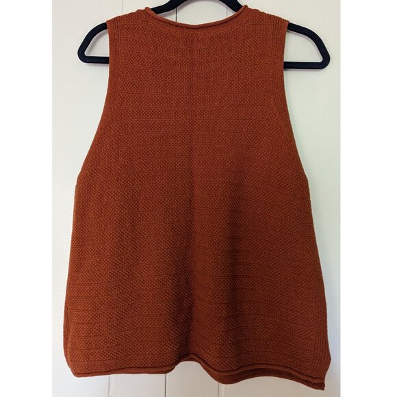 🧡 Madewell "Norris" Burnt Orange Sleeveless Tank Cotton Crewneck Sweater | XL - Picture 7 of 10
